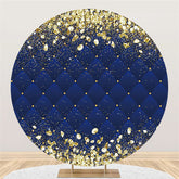 Lofaris Gold Glitter Diamonds Round Navy Blue Birthday Backdrop